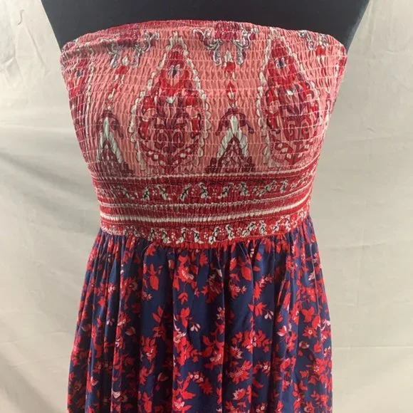 Red Boho Floral Print Tube Dress - Picture 9 of 9
